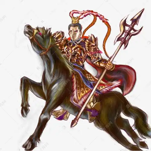 吕布帅气骑马拿长毛的吕布将军游戏角色素材图片免费下载-千库网