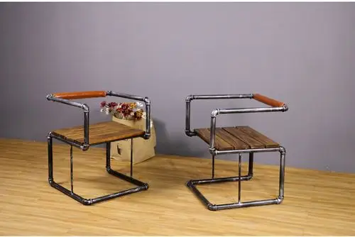 欧式做旧个性流行复古loft餐椅创意酒吧主题餐厅水管小椅子休闲椅