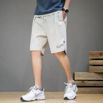 夏季薄款五分裤休闲男士潮牌ins新款宽松运动男生潮沙滩裤子卡其色2xl