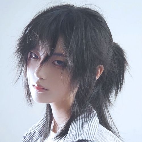 新品优惠券30元狼尾假发男短发日系鲻鱼头帅气武士头