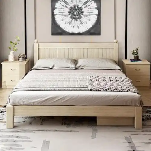 域赢实木床单人双人床成人床家用床现代简约员工宿舍床学生公寓公寓床