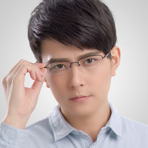纯钛眼镜架男半框_纯钛半框近视眼镜架大脸眼镜框男士商务配成品近视