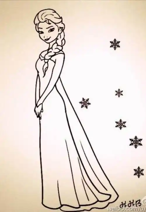奇缘简笔画图片大全_冰雪奇缘人物简笔画冰雪奇缘艾莎公主简笔画_卡通
