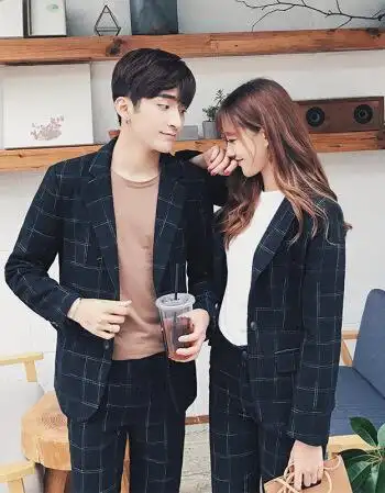 春装新款情侣西服套装便西装 衣服 黑色 s