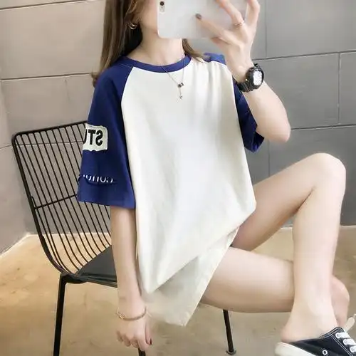 中学生穿的运动短袖女生夏t恤少女初中学生夏季韩版休闲短袖 k5910