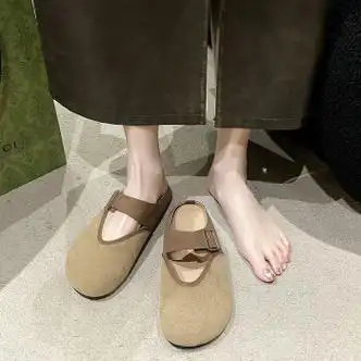 迪芙熙勃肯鞋拖鞋女春夏季外穿新款半托女鞋厚底包头半拖鞋法式凉拖