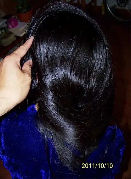 拍摄黑亮顺直美女长发7