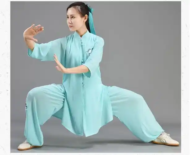 夏季冰丝太极服夏季薄款冰丝棉麻太极服女中国风刺绣修身款清新绿新款