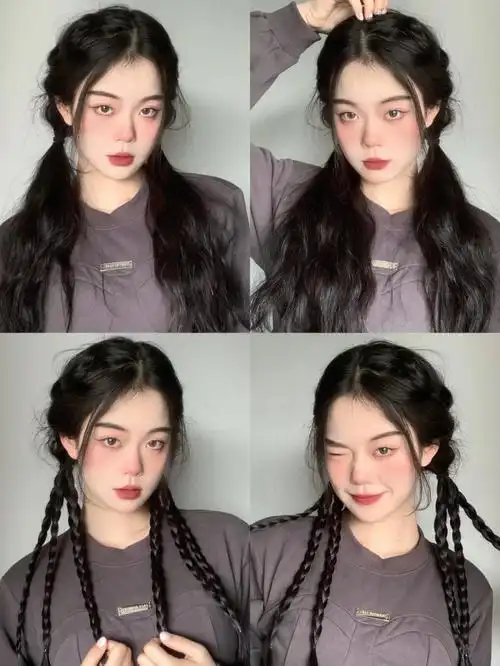 简易纹理双马尾77拳击辫编发教程贼简单