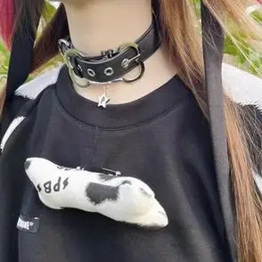 原创设计骨头星星项圈钛钢皮短项链choker饰品潮流