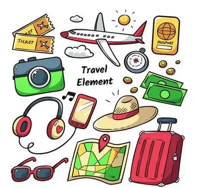 ai格式矢量生活用品彩色旅行元素