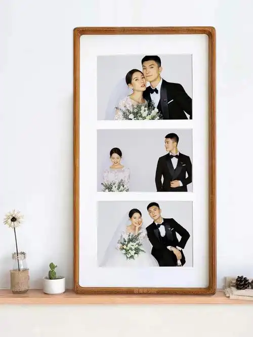 玄关相框get73婚纱照做成三宫格也太美了吧