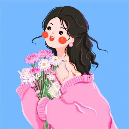 手绘唯美捧花女生美好幸福头像图片