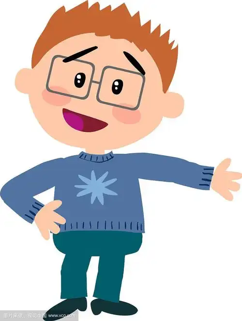 卡通形象的男孩,戴着眼镜
