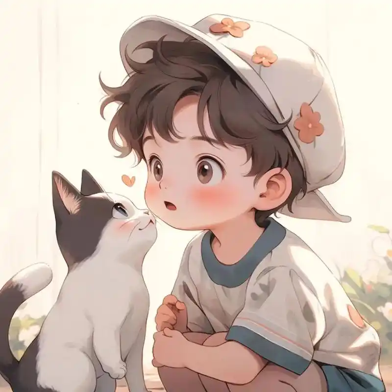 男女生抱猫情头#情头分享 #精选头像 #治愈系漫画图片 - 抖音