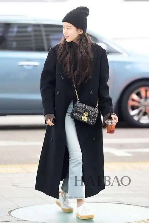 明星最新机场街拍大衣才是冬季主打韩国女明星2014冬季长款大衣look之