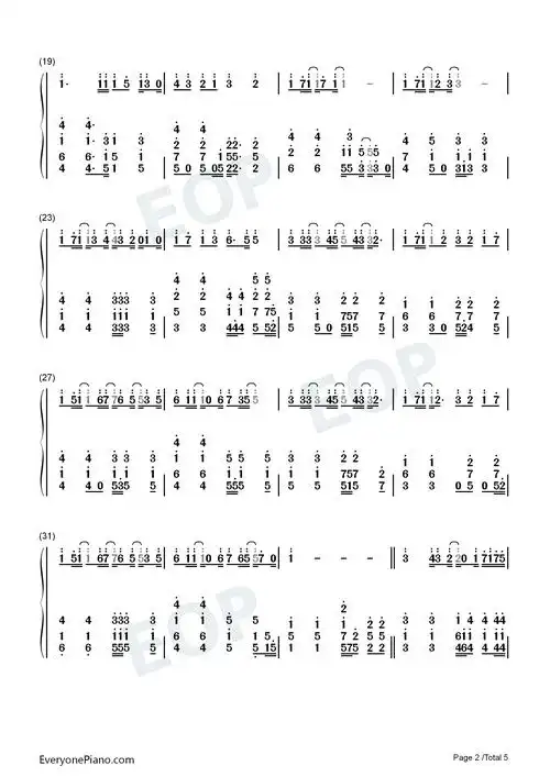 倔强-五月天双手简谱预览2