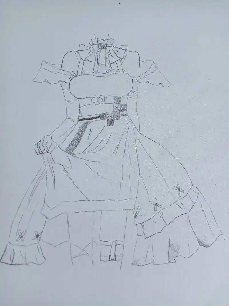 动漫人物 #铅笔稿 #绘画分享 梦中情裙 - 抖音