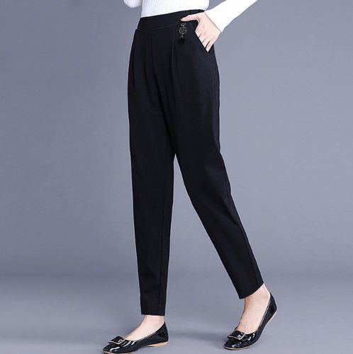 裤子女春夏流行女裤大码宽松哈伦萝卜裤妈妈黑色外穿休闲运动裤潮