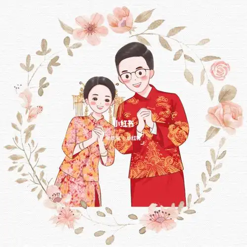 手绘婚纱照q版头像设计情侣卡通人物秀禾