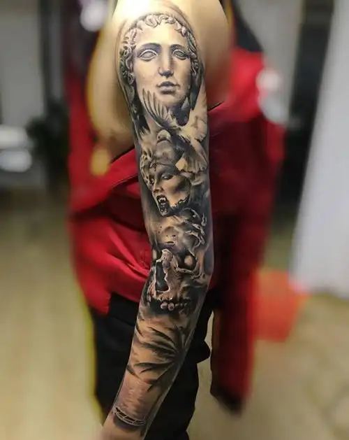 欧美风花臂纹身图片