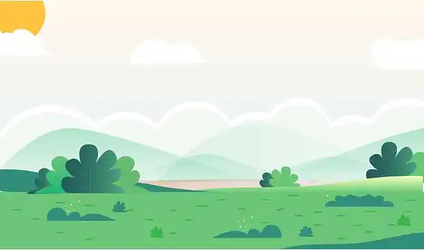 卡通草地风景背景psdjpg蓝天jpg手绘夏天蓝天白云草地向日葵背景海报