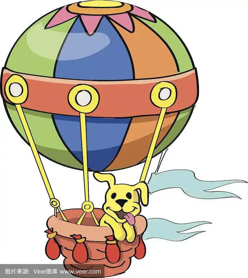 热气球,矢量,卡通,风,绘画插图