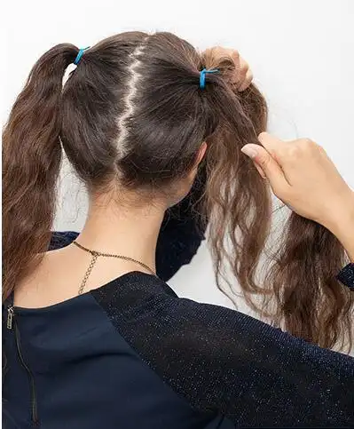 双丸子头的扎法gif动图教程 时尚又兼备减龄效果