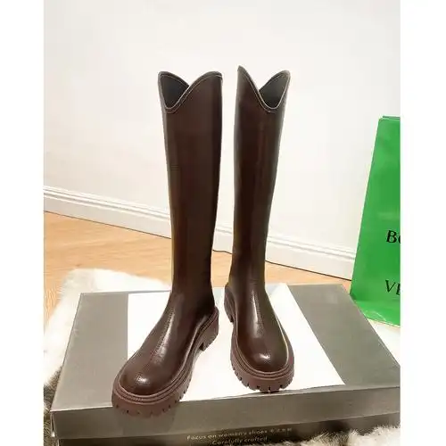 棕色长筒靴女骑士靴子子女2022新款牛仔显瘦时装靴