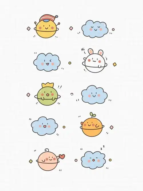 萌系简笔画星星和云朵每天在忙什么