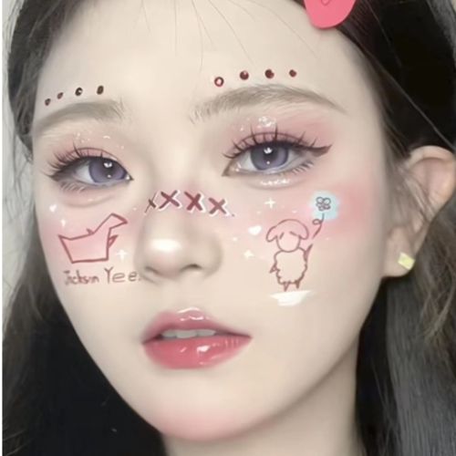 易烊千玺演唱会妆容纹身贴 易烊千玺脸贴 tfboys十周年奔赴纹身贴