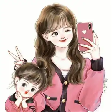 温馨有爱的一儿一女亲子卡通头像