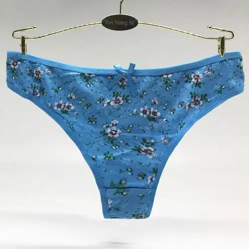 云梦妮时尚花朵印花全棉女士丁字裤南美智利外贸女式内裤厂家批发