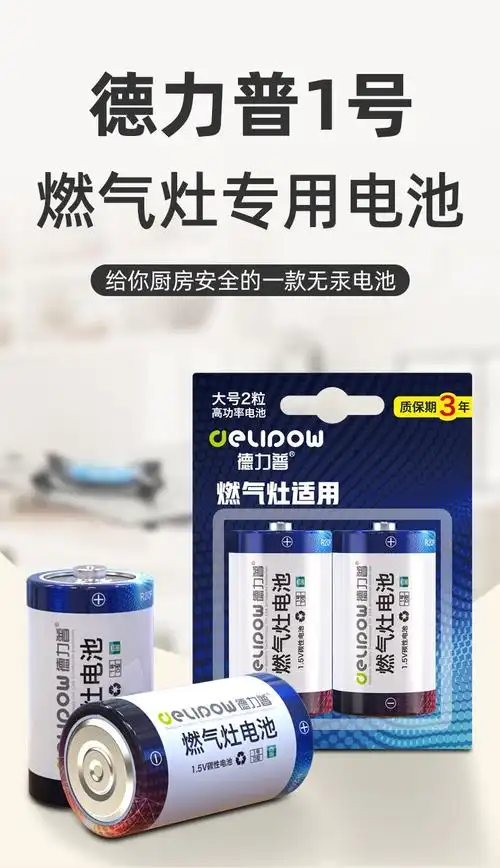 德力普(delipow)碳性电池 1号燃气灶电池d型适用于厨房煤气灶/热水器