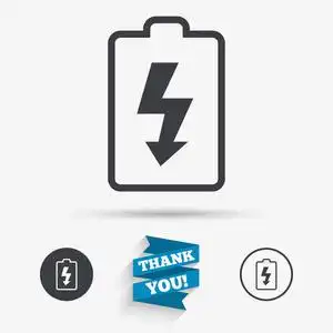 电池充电的标志图标.闪电符号照片