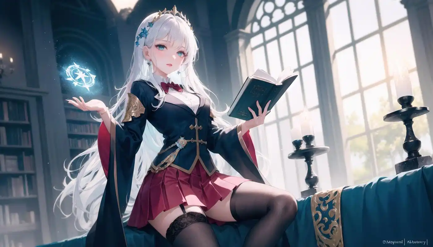 动漫壁纸##ai绘画#图书馆的魔法少女(横版2k)(二),喜欢的就下载成为