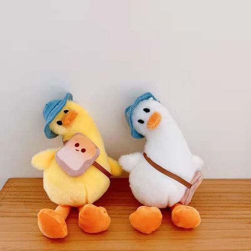 搞怪歪头杀小鸭子钥匙扣挂件丑萌可爱毛绒公仔情侣礼物书包包挂饰