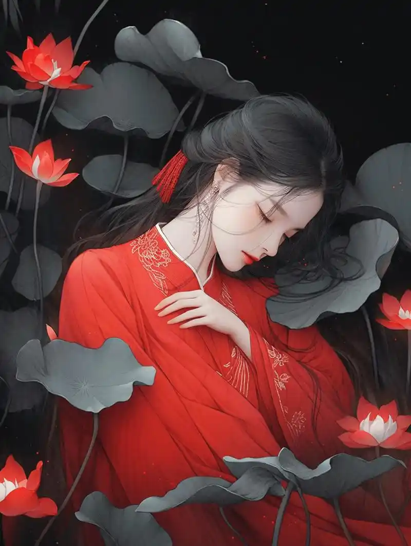 古风美女:一带红裙随风散,世间绝色尽妩媚.#头像# #微信头像