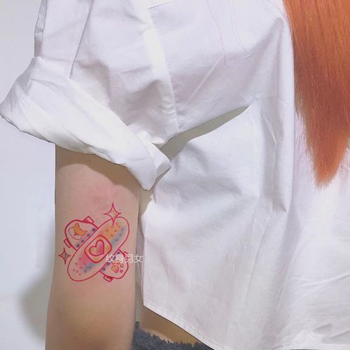 二次元创可贴纹身贴防水持久日系少女甜美可爱洛丽塔粉色贴纸