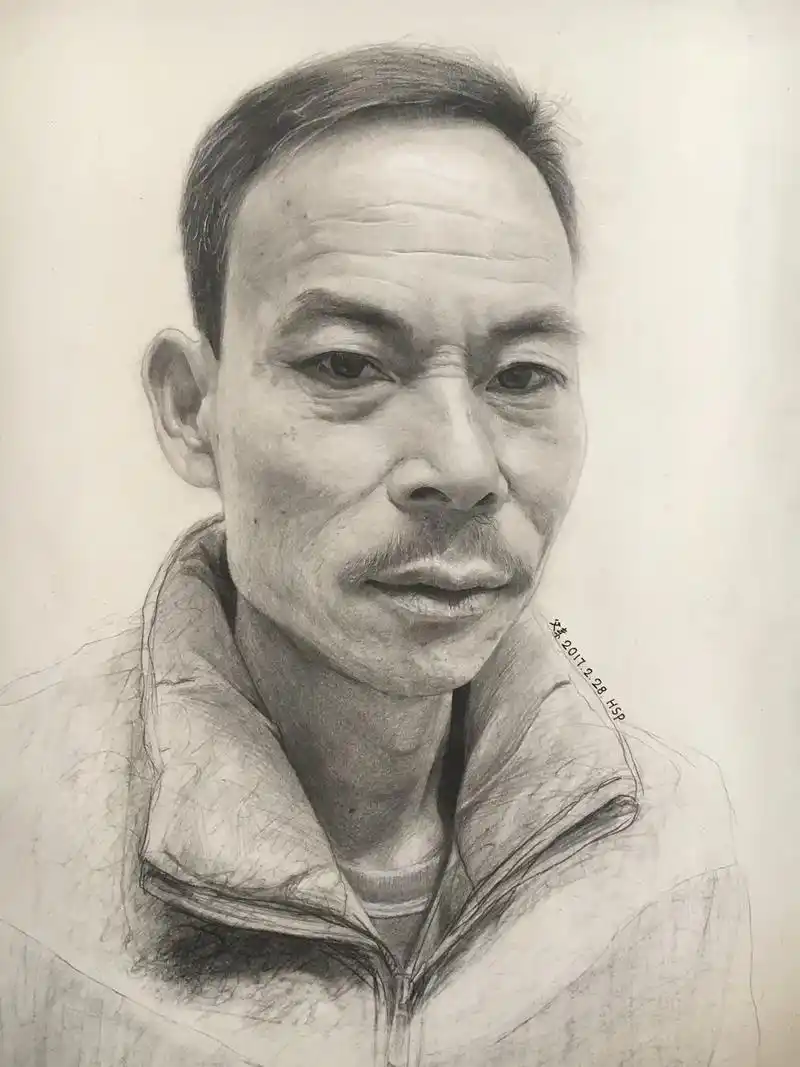 5年前给父亲画的素描肖像画,希望老豆早日康复#我的父亲 #父 - 抖音