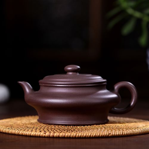 宜兴紫砂壶纯全手工原矿老紫泥虚扁名家正宗正品紫砂茶壶家用茶具