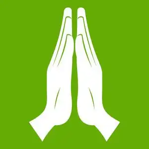 英俊的幼儿与绿色的眼睛与双手一起在祈祷手势, 表达希望和请概念英俊