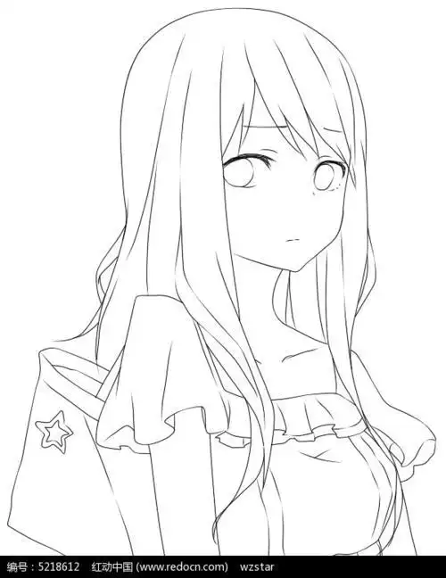 q版人物简笔画女孩长发 第1页