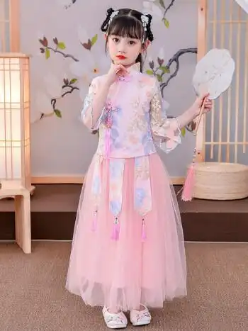 古装裙子襦裙公主裙夏季新款仙中国风长裙小女孩夏天穿的衣服3-12岁