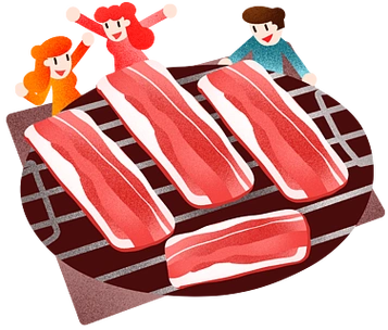 年夜饭韩国烤肉插画