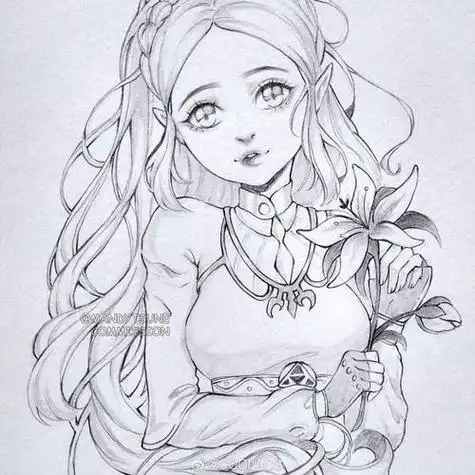 求动漫人物素描全身的人物黑白动漫素材插画绘画线稿手绘女生男生堆糖