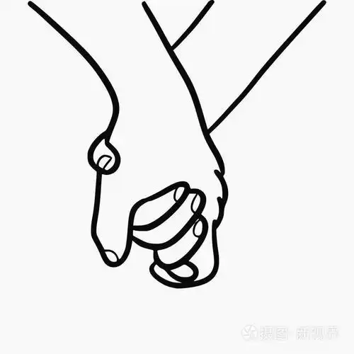 矢量手绘插图情人手牵手,手绘孤立在白色背景上插画-正版商用图片15k