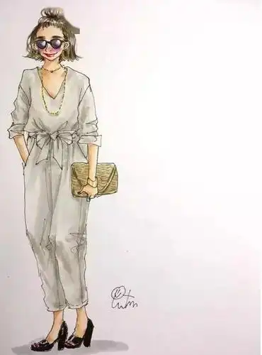 日本插画师手绘穿搭教你夏季穿搭的经典套路