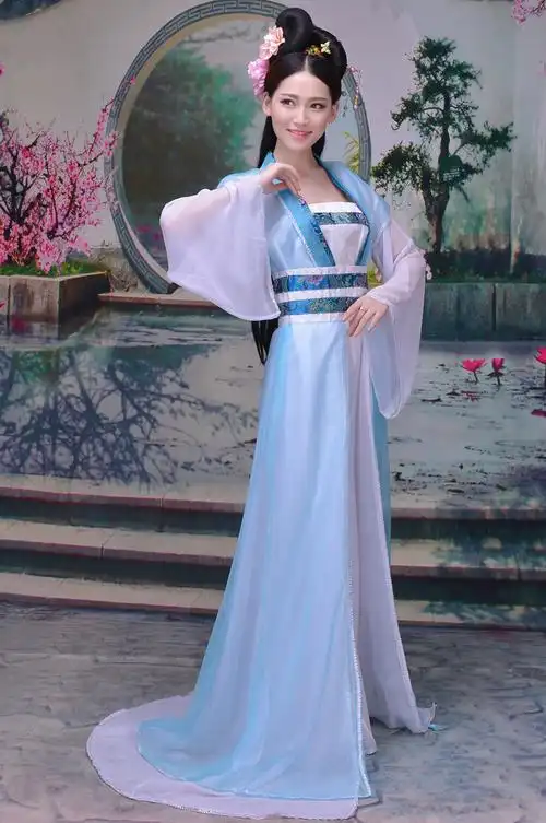 年会古装女飘逸轻纱齐胸襦裙仙女裙贵妃装演出服公主七仙女汉服