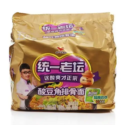 方便食品 方便面 统一 统一老坛酸豆角排骨面110g*5